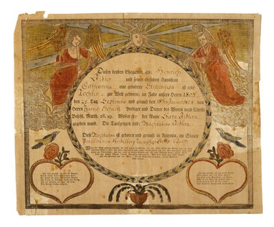 Birth and Baptismal Certificate, c. 1815 by American School
